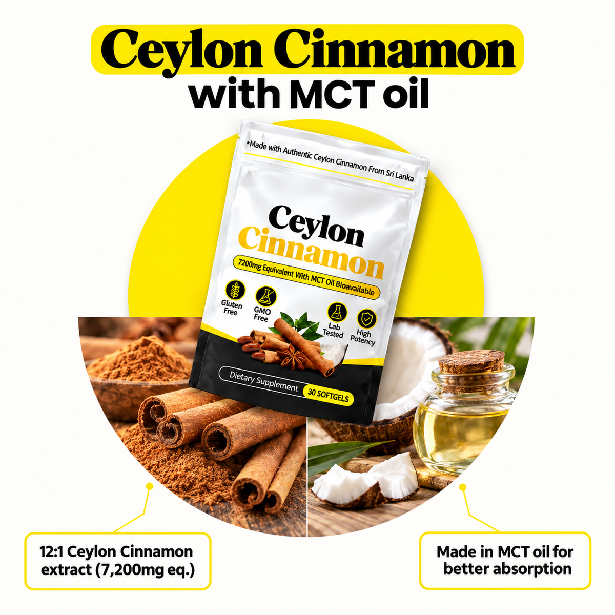 Ceylon Cinnamon + MCT Oil | Blood Sugar & Energy Support